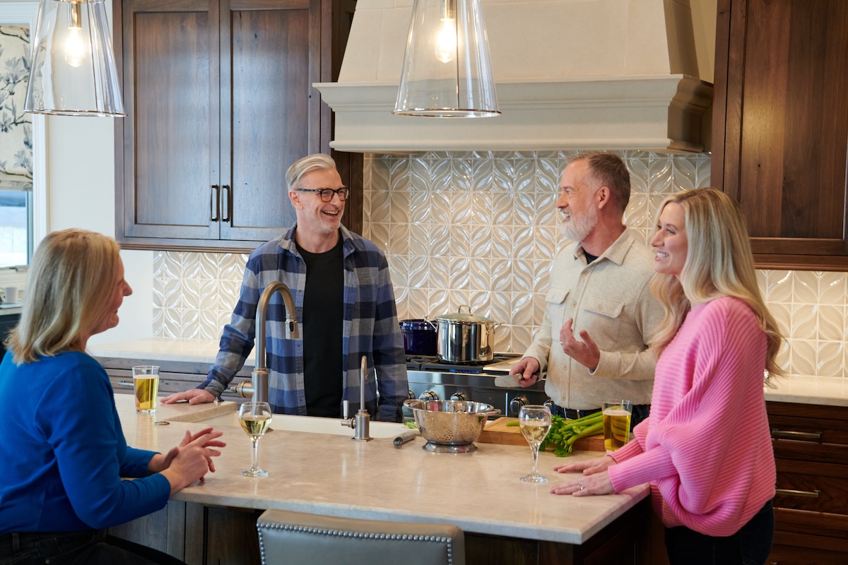 Family gathered in kitchen 